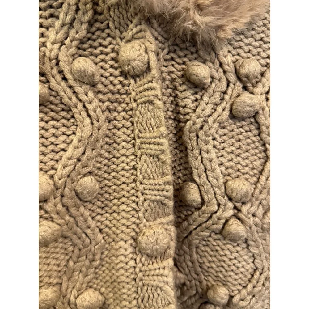Vintage Brazen Womens Beige Knit Vest W/ Genuine Rabbit Fur Collar Sz S - Picture 5 of 8